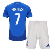 Maglia Calcio Italia Davide Frattesi #7 Prima Divisa Bambino Europei 2024 Manica Corta (+ pantaloncini)